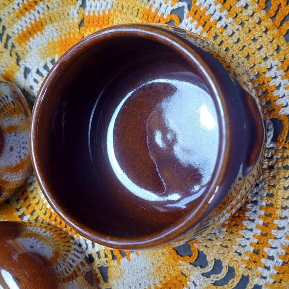 Westbend Bean Bowl Set Of 4 Brown Vintage Stoneware Oven Proof Mid Century 1960s - Picture 6 of 9